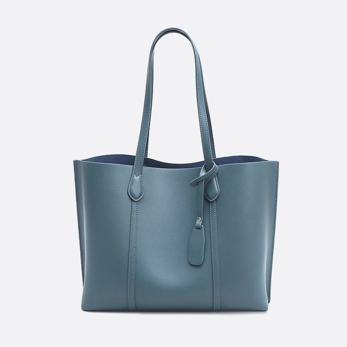 sac cabas cuir lisse bleu