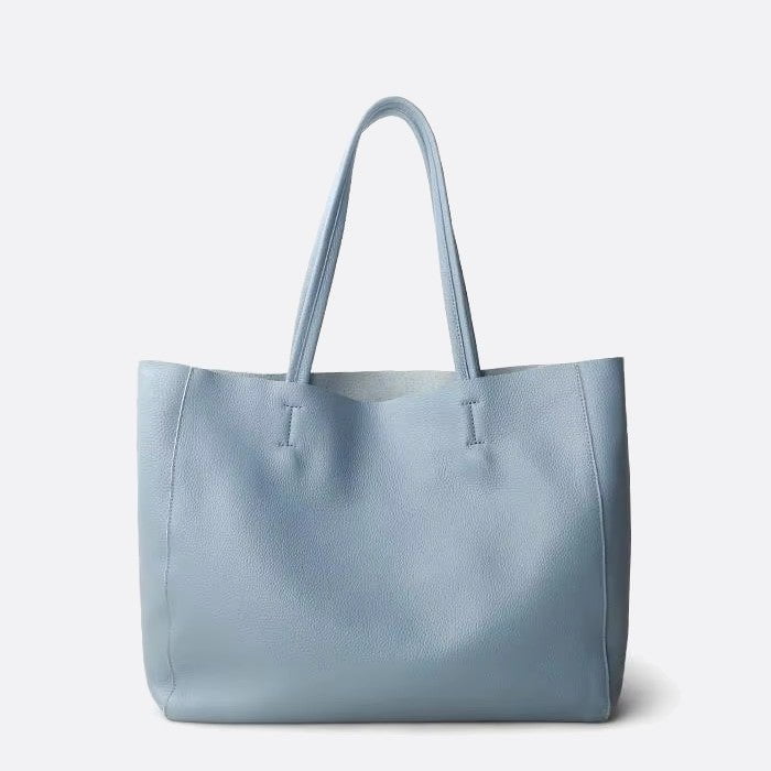 sac cabas cuir souple bleu ciel