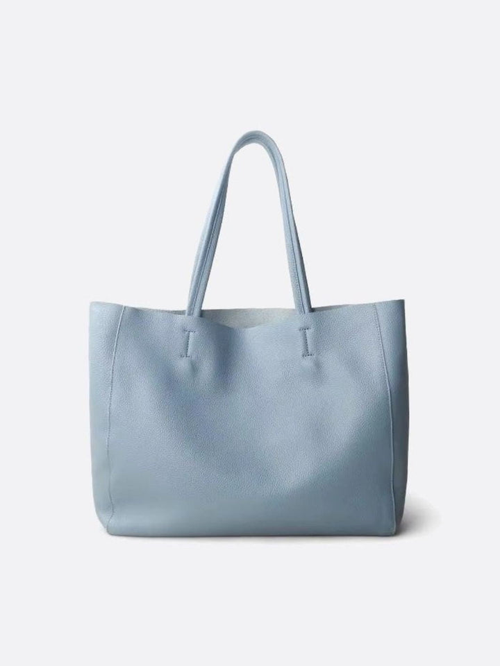 Sac cabas cuir souple bleu ciel