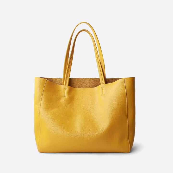 sac cabas cuir souple jaune