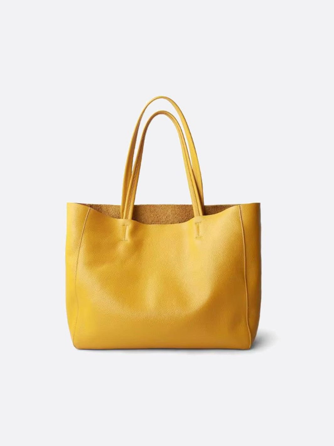 Sac cabas cuir souple jaune