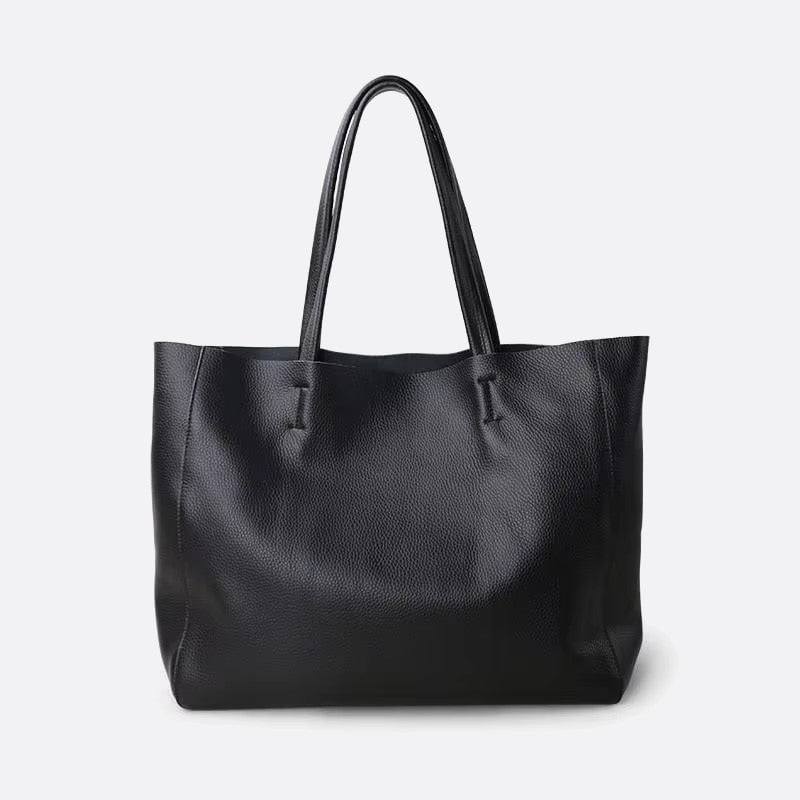 sac cabas cuir souple noir