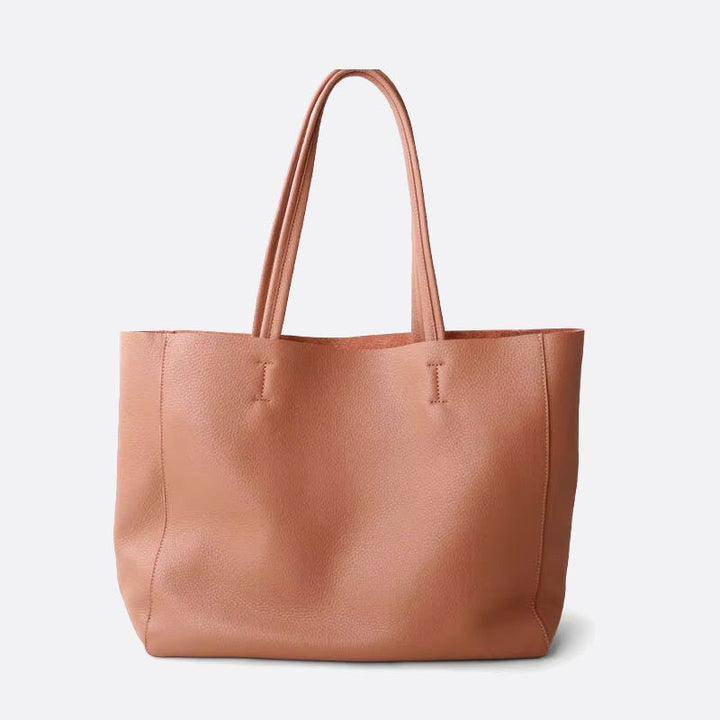 sac cabas cuir souple rose thé