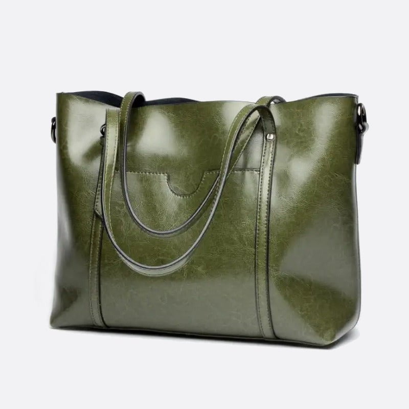 sac cabas cuir vert