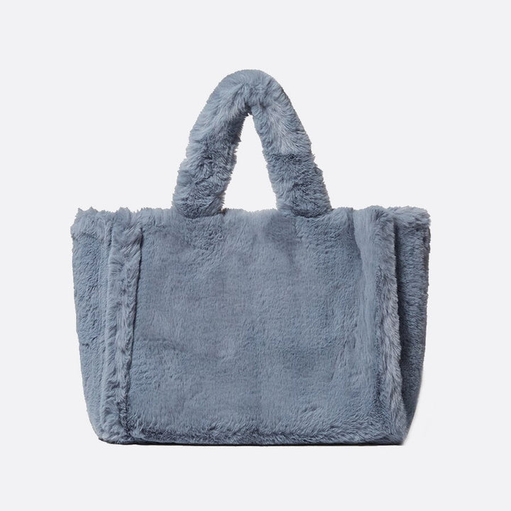 Sac cabas fausse fourrure bleu