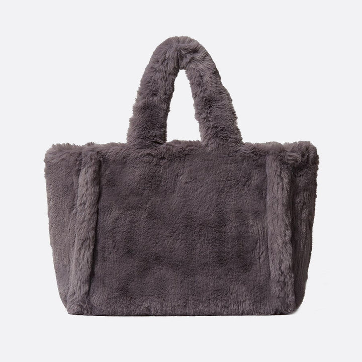 Sac cabas fausse fourrure gris