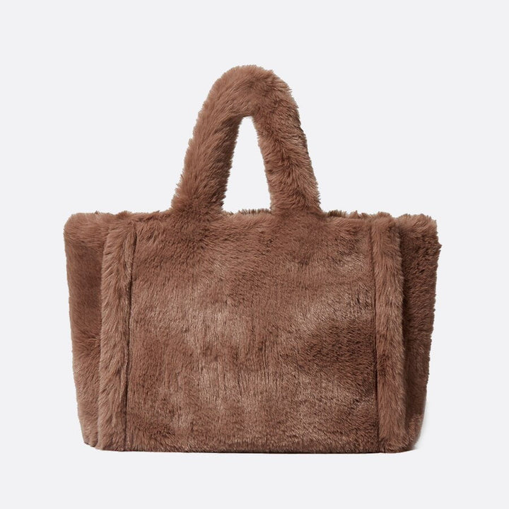 Sac cabas fausse fourrure marron clair