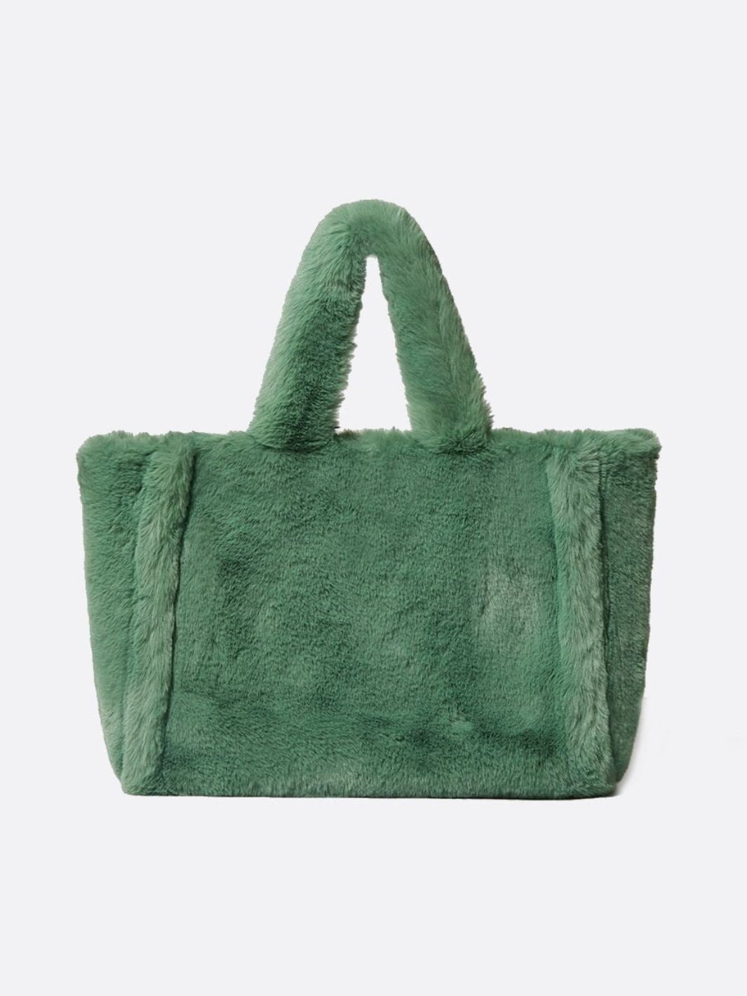 sac cabas vert fausse fourrure