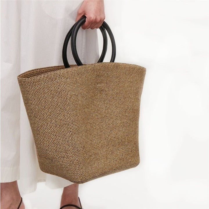 sac paille avec anse cuir