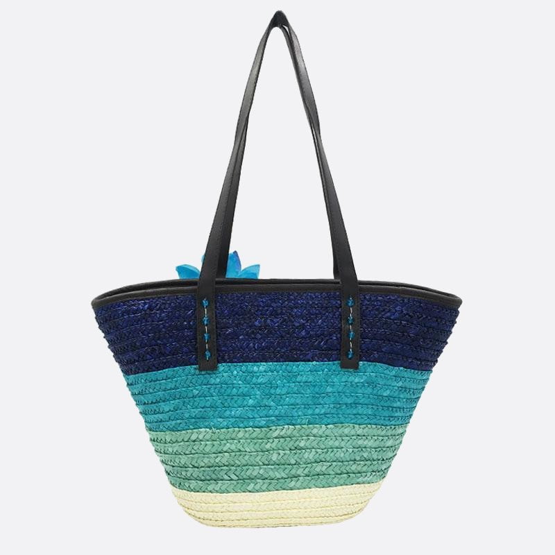 Straw Tote Bag with Flower