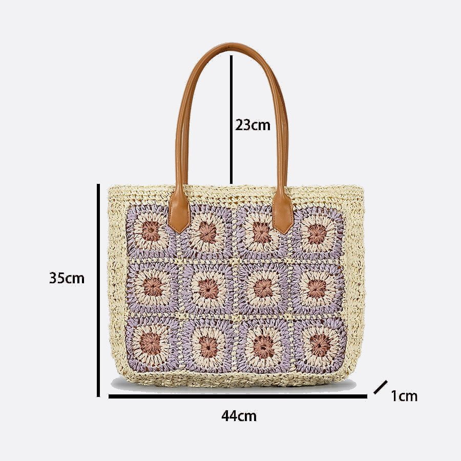 grand cabas paille fleurs crochet