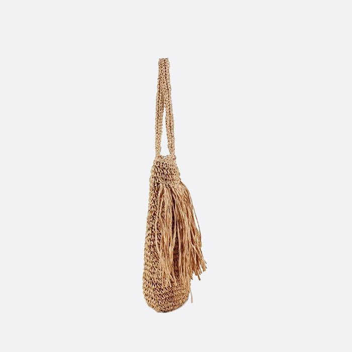 Straw Tote Bag With Fringe