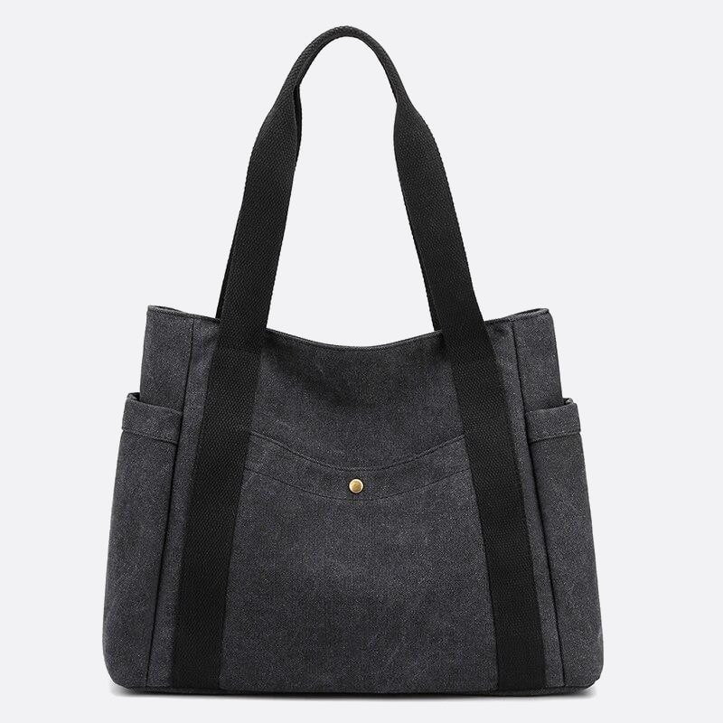 sac cabas toile noir avec poche