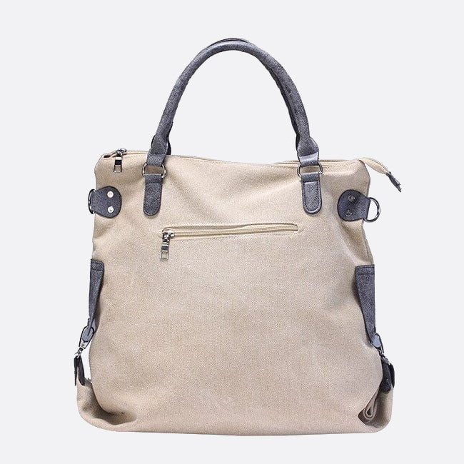 Canvas and Leather Tote Bag with Star