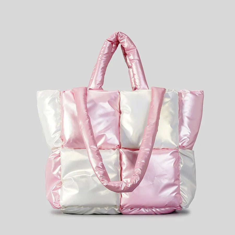 Sac Cabas Métallisé blanc et rose pale