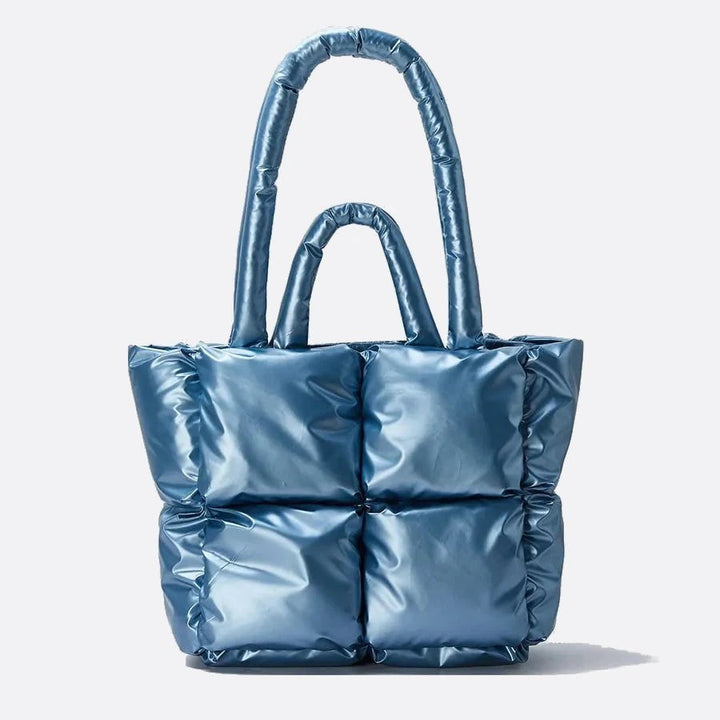 sac cabas bleu métalissé