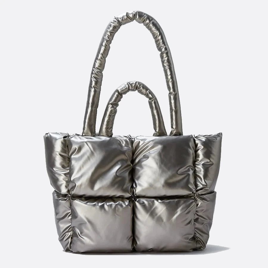 sac cabas gris métallisé