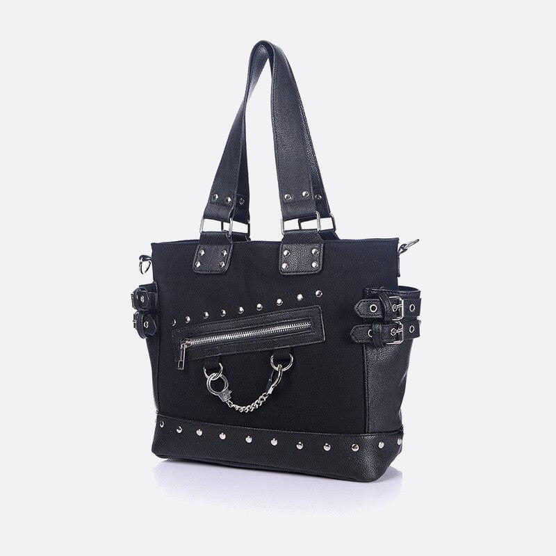 sac cabas noir toile style rock femme