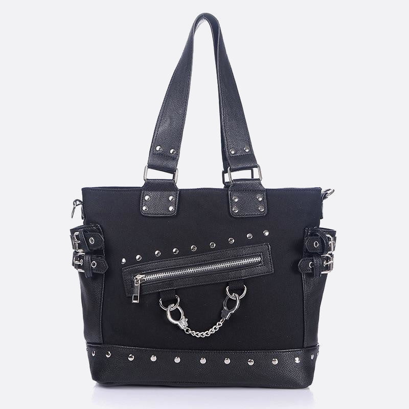 sac cabas noir toile style rock