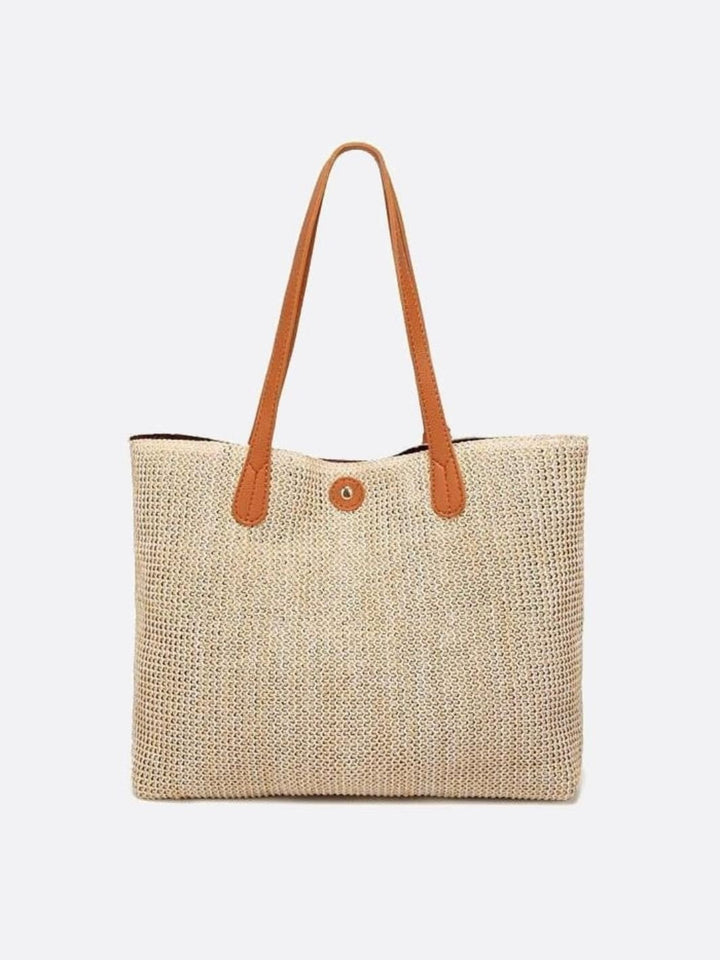 Straw tote bag with pompom