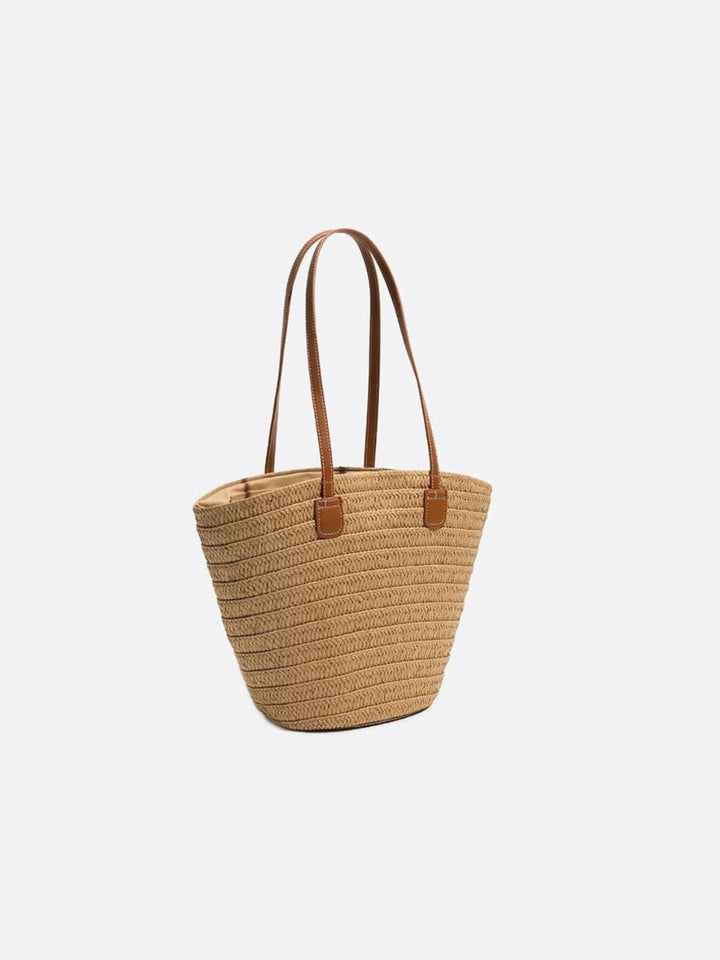 Sac cabas paille et cuir