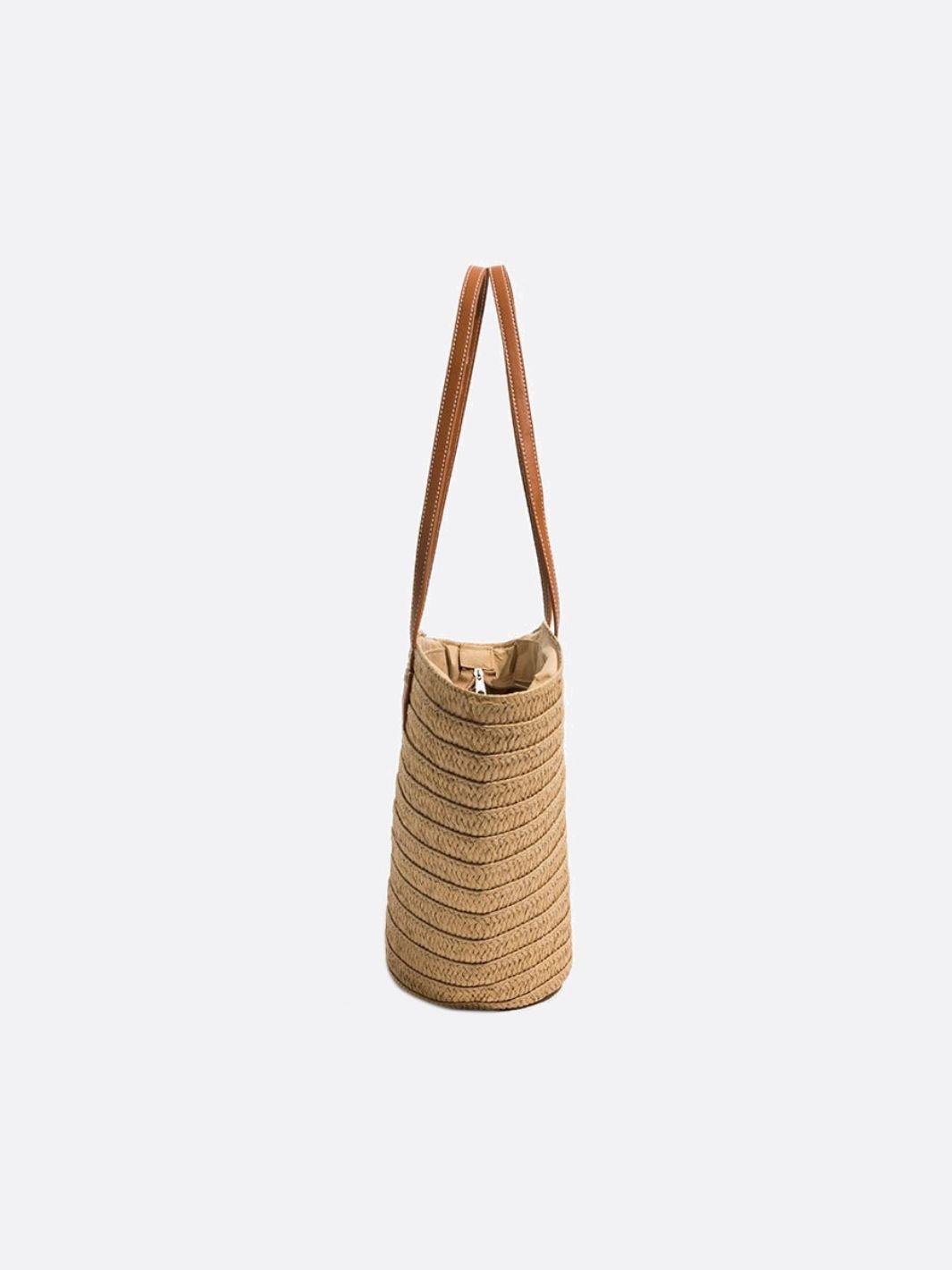 Bolso tote de paja y piel