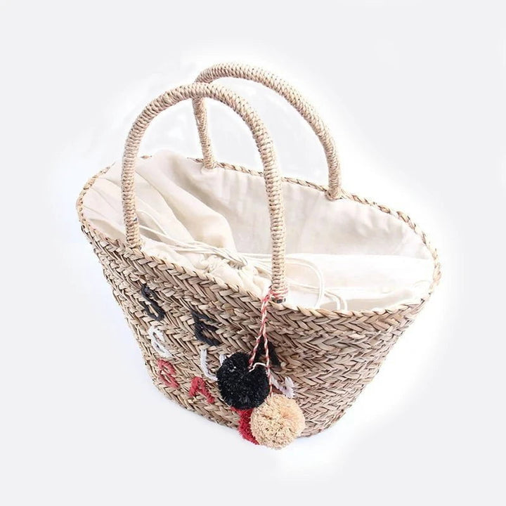 sac cabas panier osier avec fermeture