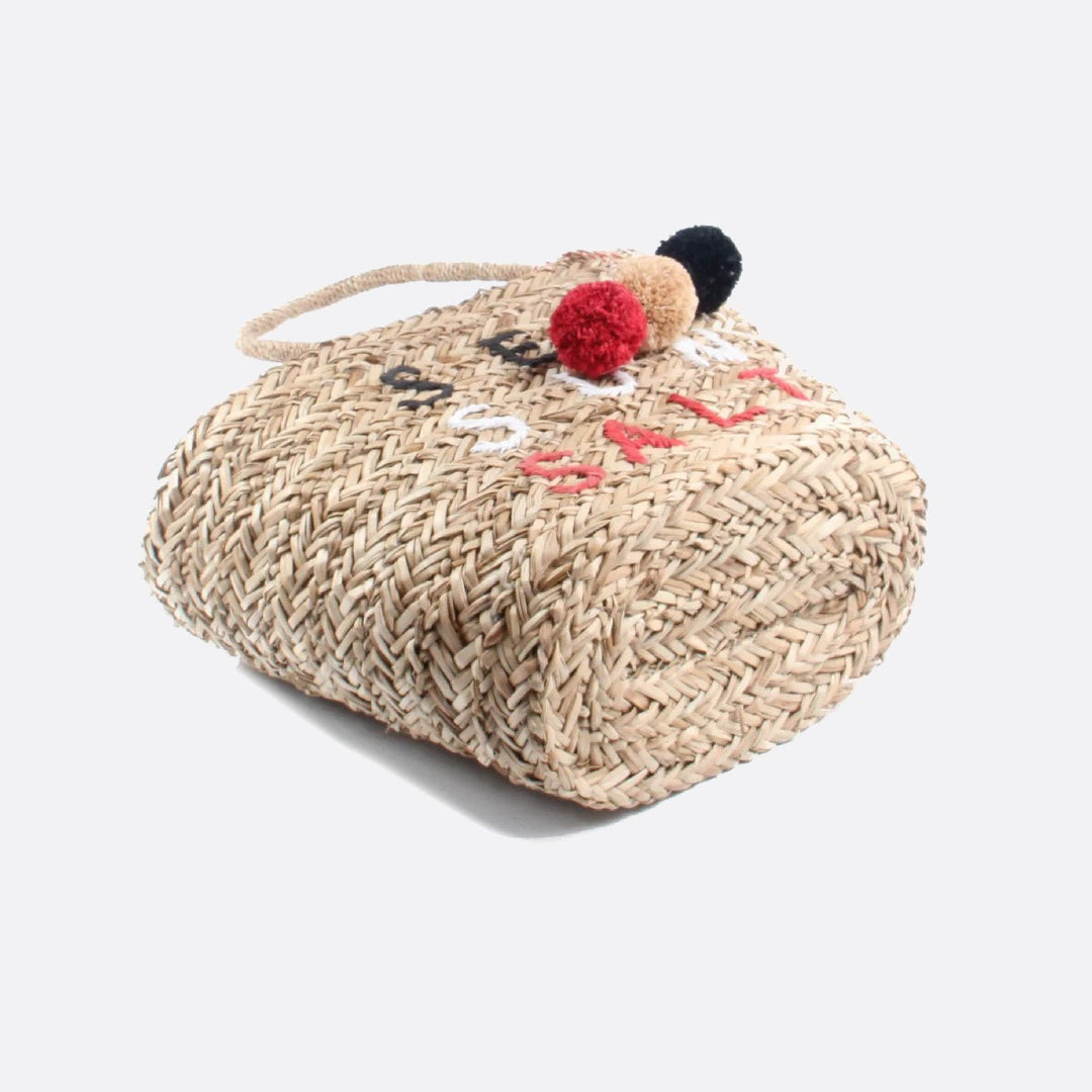 Sac Cabas Panier en Osier avec Pompon