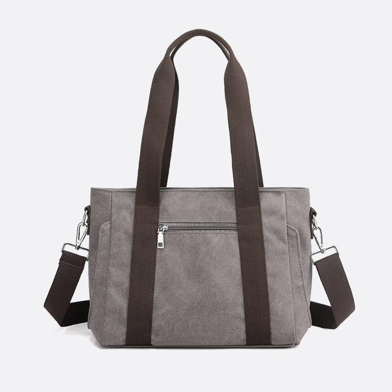 Sac Cabas Rectangulaire en Toile avec Fermeture Éclair