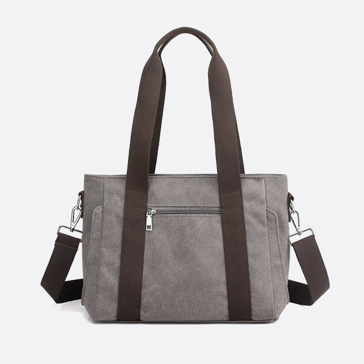 Rectangular canvas tote bag with zipper