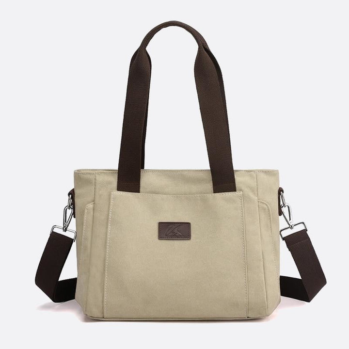 sac cabas toile beige rectangulaire avec fermeture éclair