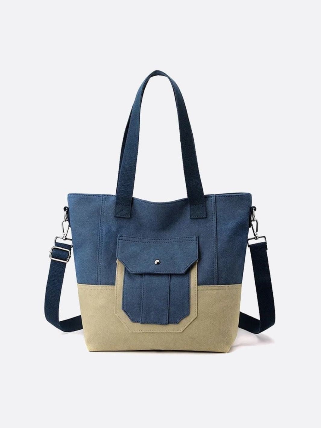 Sac cabas toile bicolore bleu