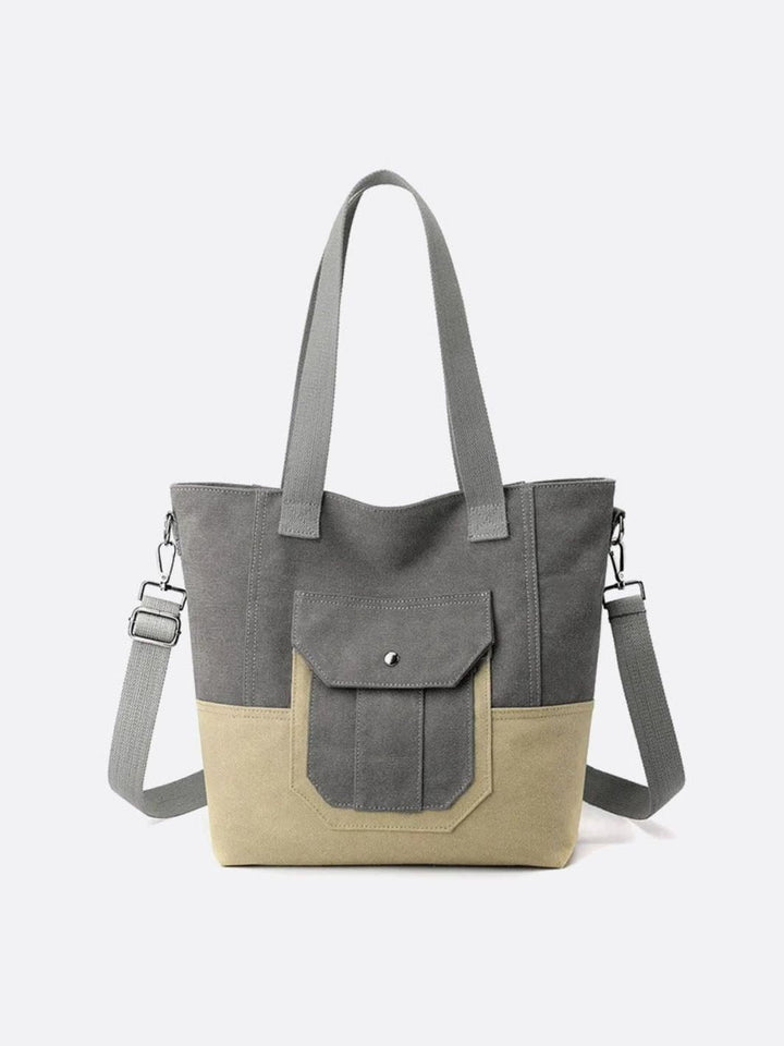 Sac cabas toile bicolore gris