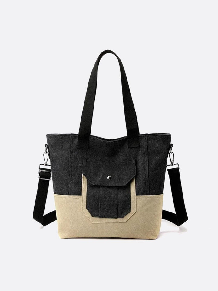 Sac cabas toile bicolore noir