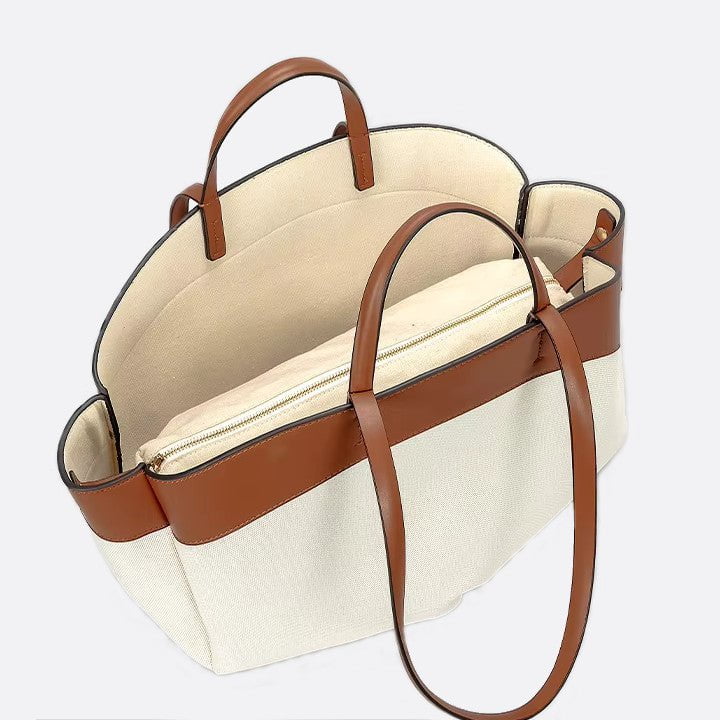 Canvas and leather tote bag