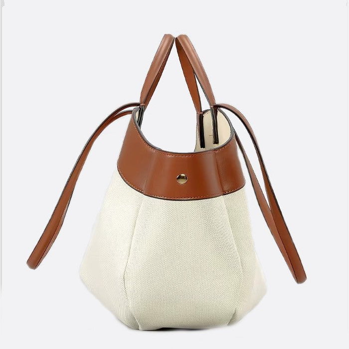 Bolso tote de lona y piel