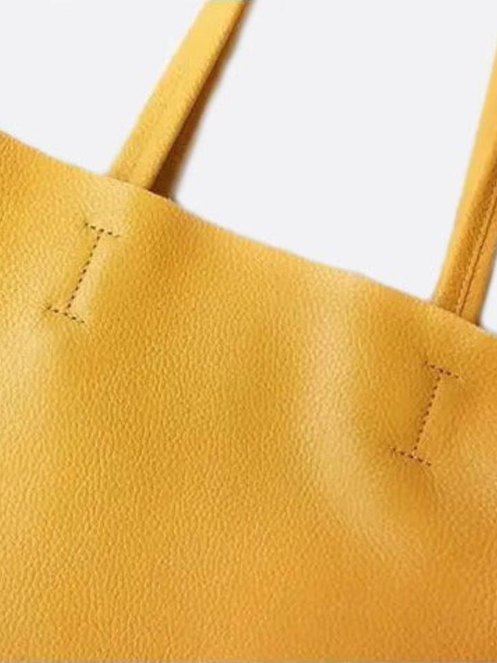 Vertical leather tote bag