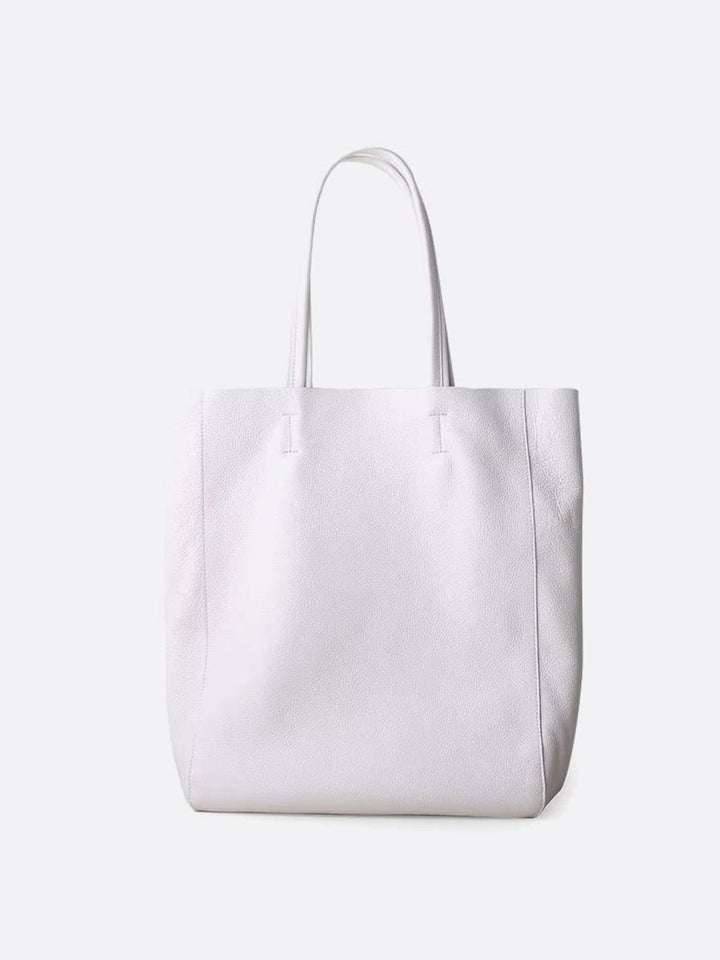 Sac cabas vertical cuir blanc