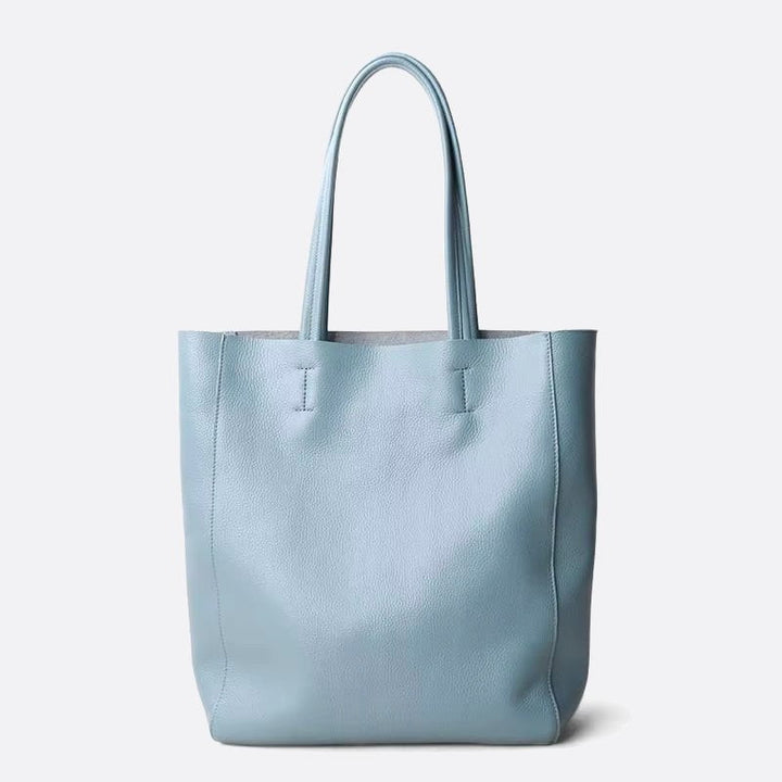 sac cabas vertical cuir bleu ciel