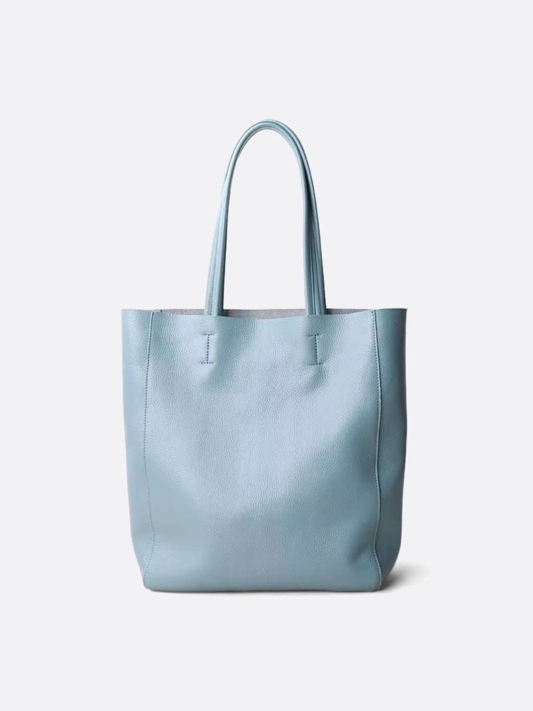 Sac cabas vertical cuir bleu ciel