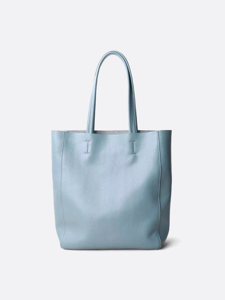 Sac cabas vertical cuir bleu ciel