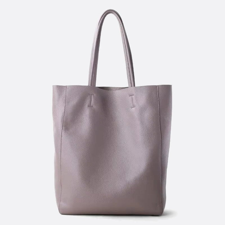 sac cabas vertical cuir gris