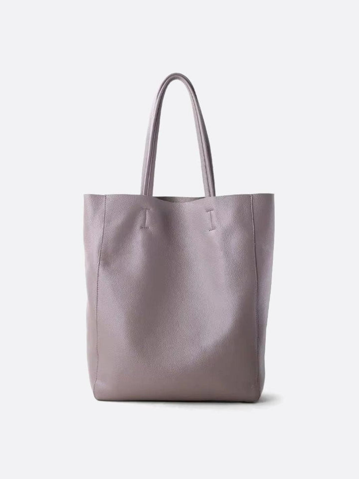 Sac cabas vertical cuir gris