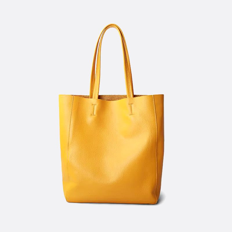 sac cabas vertical cuir jaune