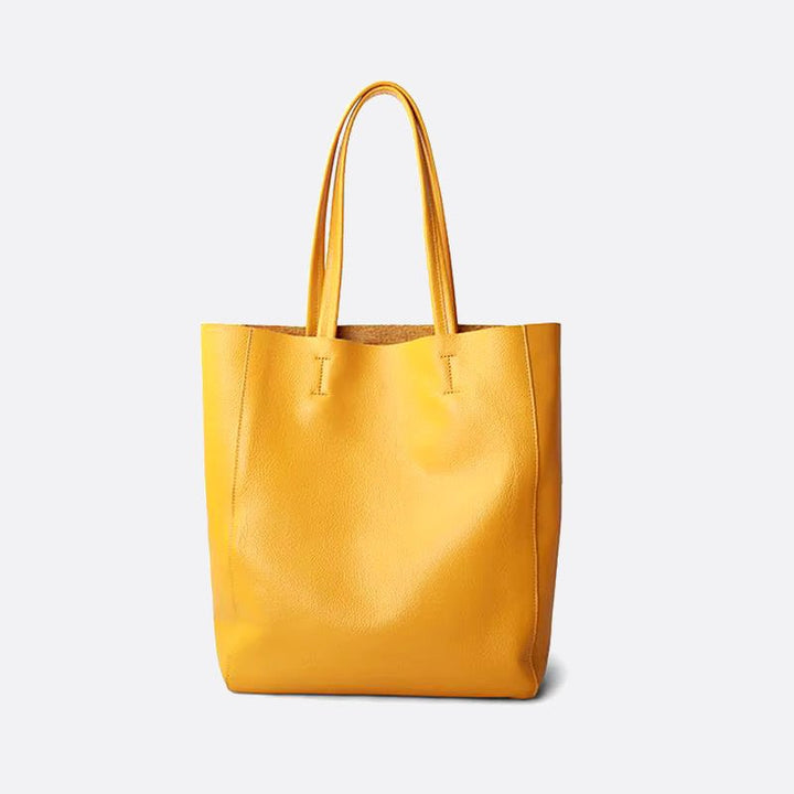 sac cabas vertical cuir jaune