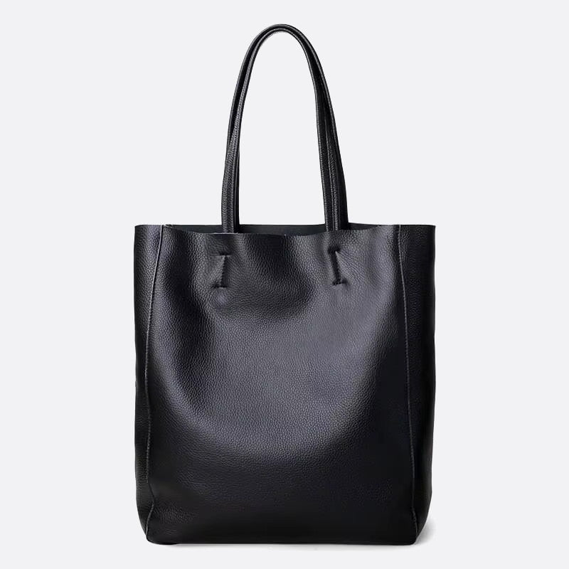 sac cabas vertical cuir noir