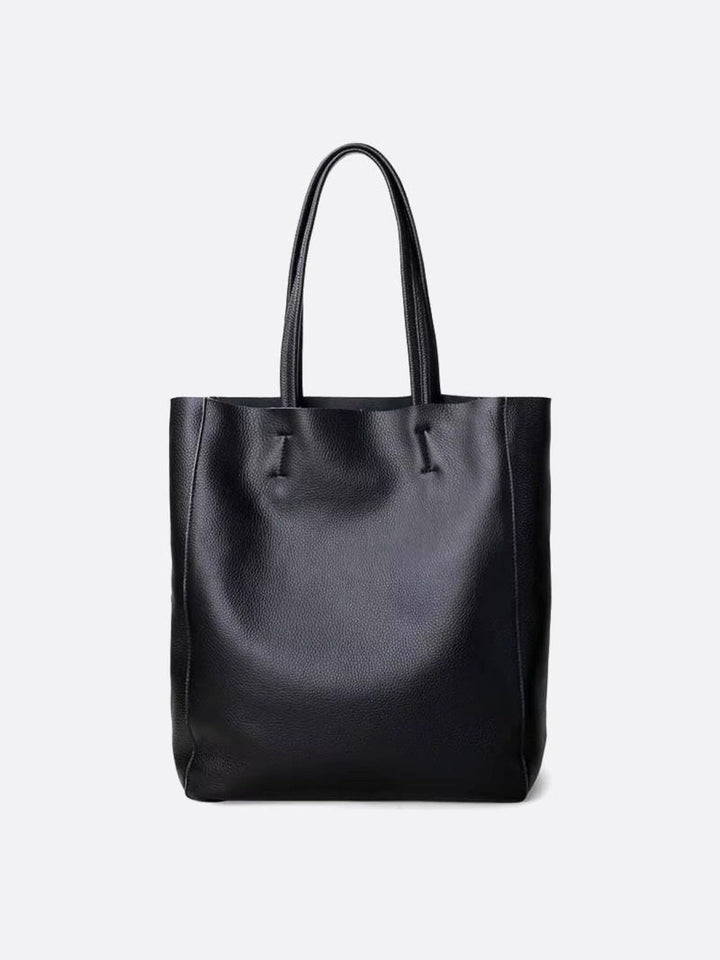 Sac cabas vertical cuir noir