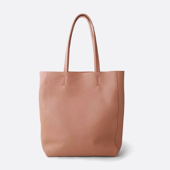 sac cabas vertical cuir rose thé