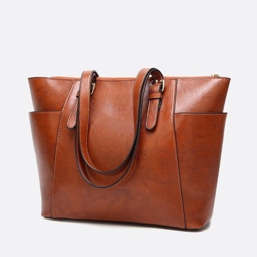 sac cabas cuir camel vintage