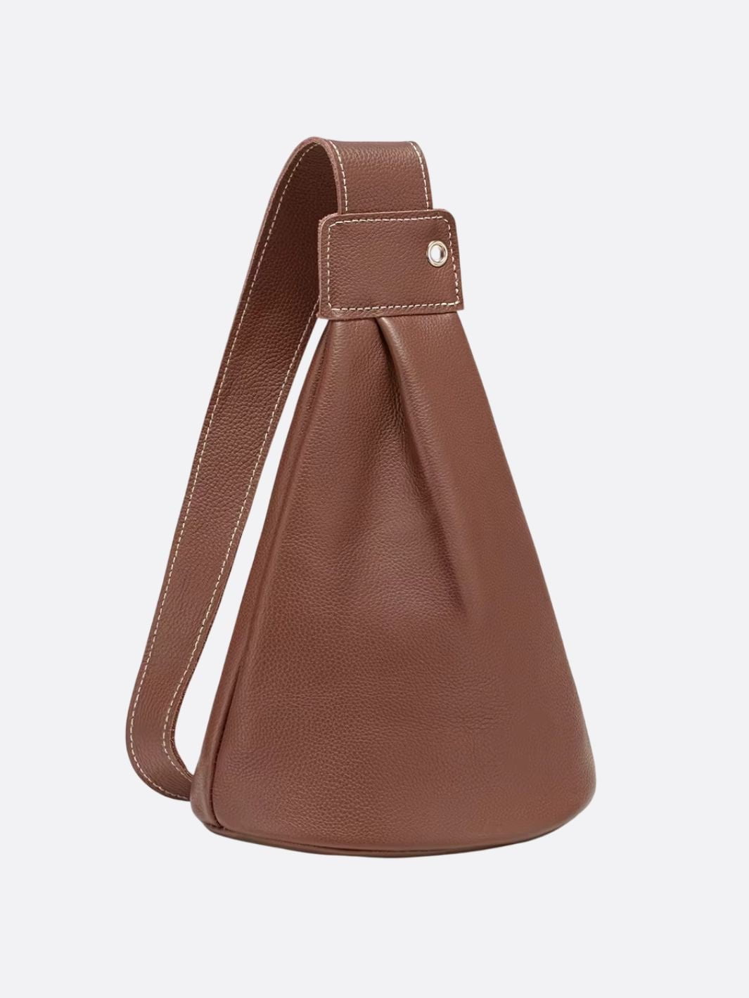 Sac cuir bandoulière large marron